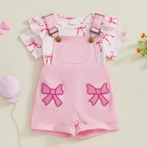 Toddler Girl  Romper and Ruffle Shirt Set